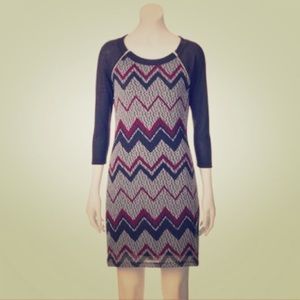 NWOT Trixxi Three Pink Hearts chevron dress